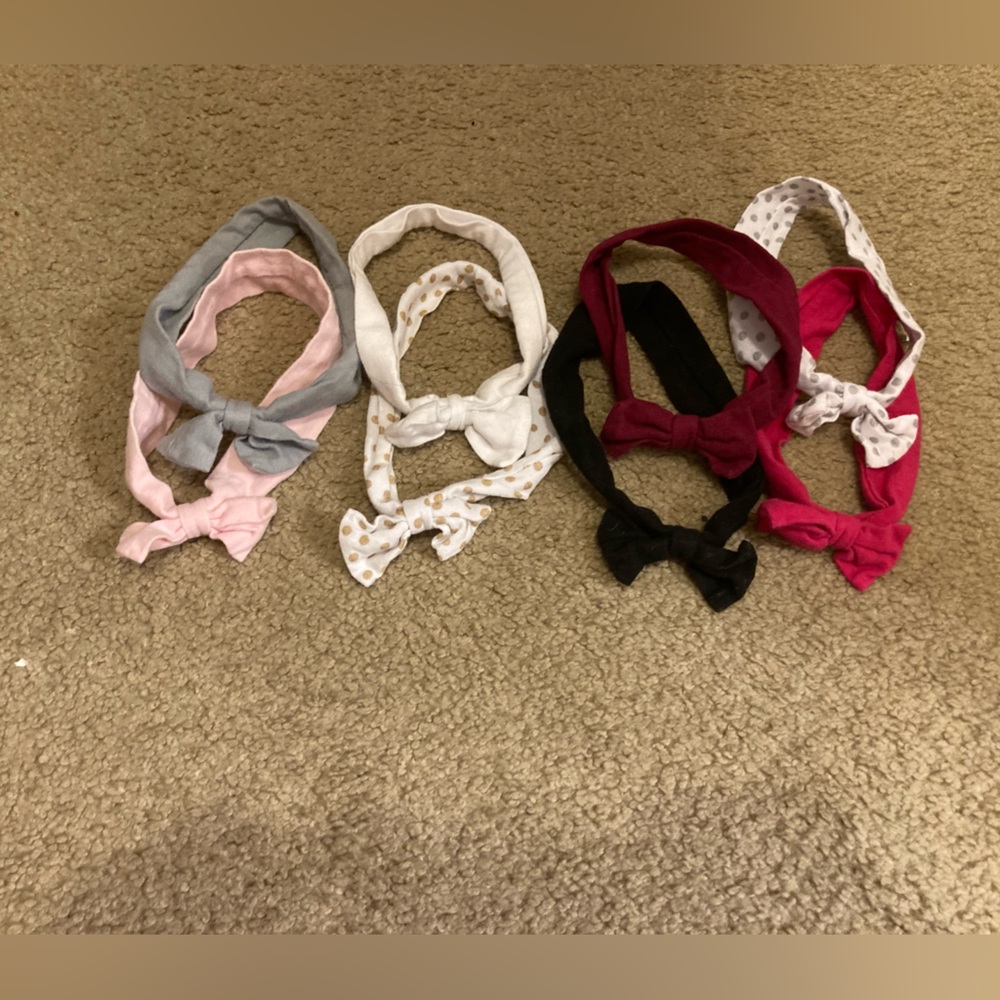 Baby Bow Headband Set - Pink, Gray, Black, White